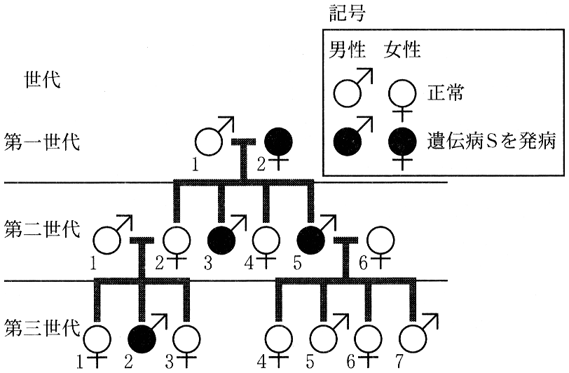 図3—1　遺伝病 S についての家系図