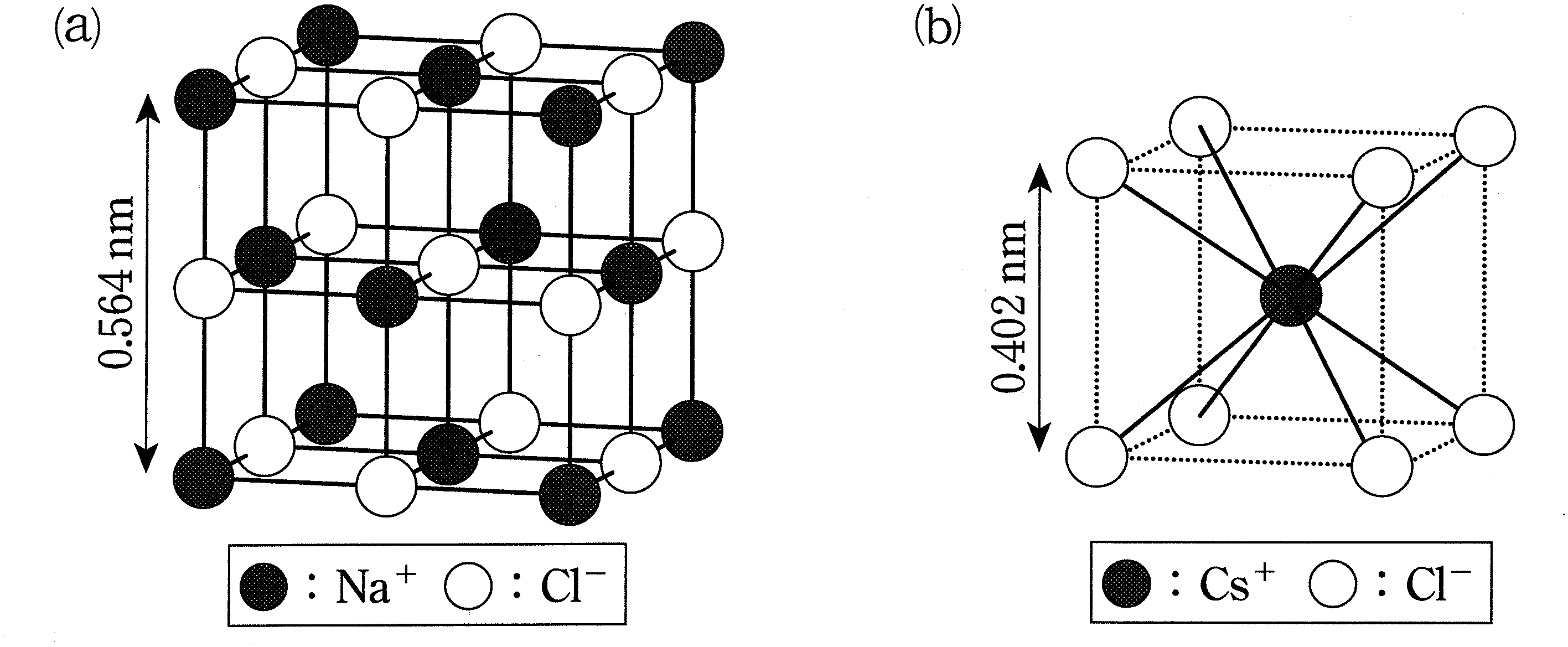 図2—1　(a) NaCl，(b) CsCl の単位格子