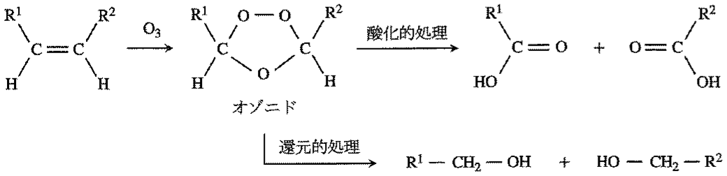 図1—1　炭素間二重結合のオゾン分解（R^1，R^2：炭化水素基など）