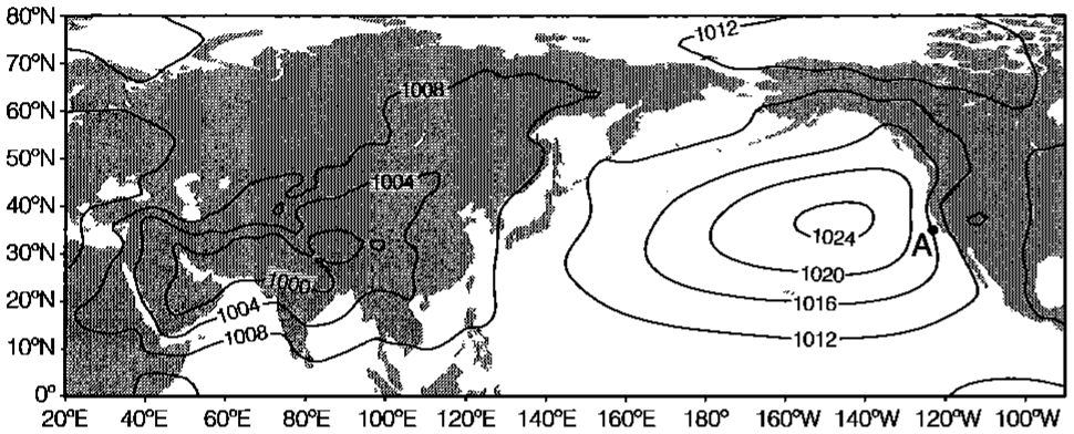 図2—1　海面気圧の分布（単位はhPa）